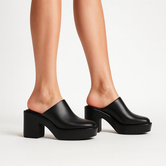 Clergerie Paris Dorice Lambskin Leather Mules Black Size FR 39.5 US 9 NEW IN BOX - Picture 1 of 13